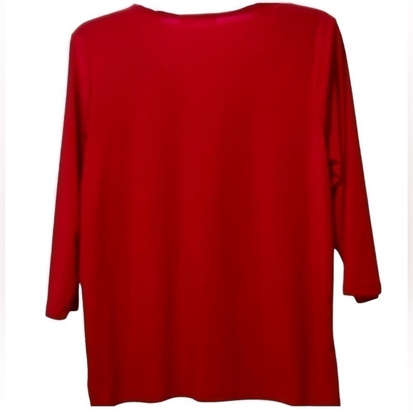 89th+Madison Blouse Women’s Red/Rhinestone V-neck 3/4 Sleeve Size-M NWT - Picture 2 of 8